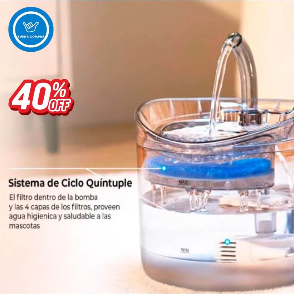 ClearWater Pet - Bebedero de Mascotas Transparente - Agua Siempre Limpia y Lista para Beber