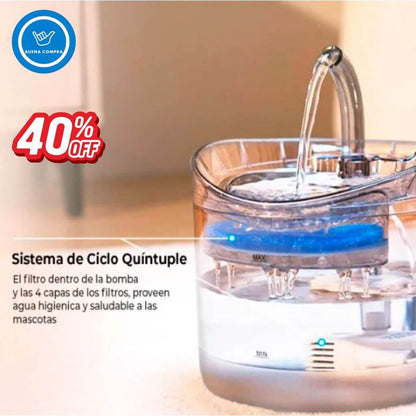 ClearWater Pet - Bebedero de Mascotas Transparente - Agua Siempre Limpia y Lista para Beber