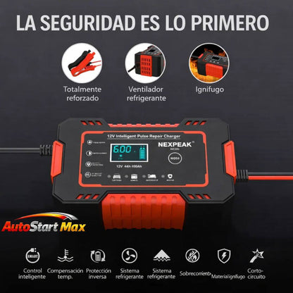 AutoStart Max - Cargador Inteligente - Mantén tu batería lista y evita fallas inesperadas al encender tu auto