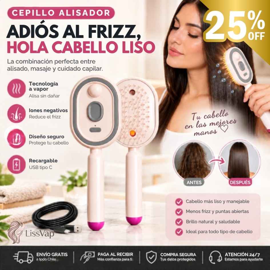 LissVap™ - Cepillo Desenredador Capilar Vapor - Oferta 25%OFF