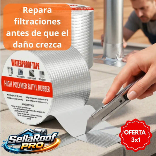 SellaRoof Pro - Cinta Impermeable - Repara filtraciones y protege tu techo antes de que el daño avance