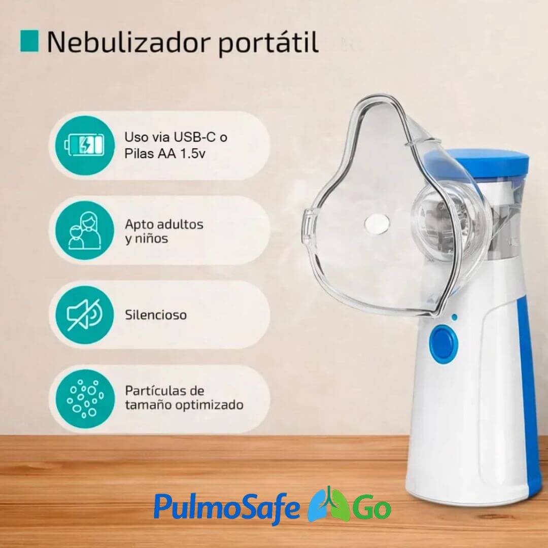 PulmoSafe Go - Nebulizador de Mano USB- Lleva tu tratamiento respiratorio contigo cuando más lo necesites