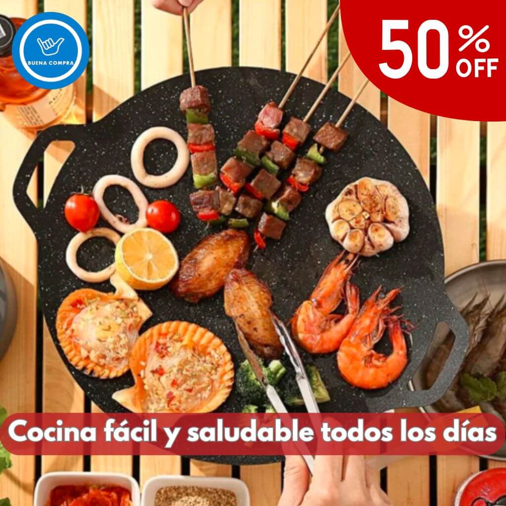 GrillEase 34 - Plancha Antiadherente 34cm - Cocina Mejor sin Que Nada se Pegue