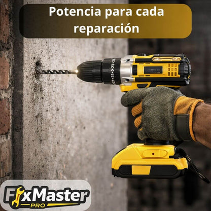 FixMaster Pro - Taladro inalámbrico con 2 baterías 21V- Haz tus propios arreglos en casa sin depender de técnicos
