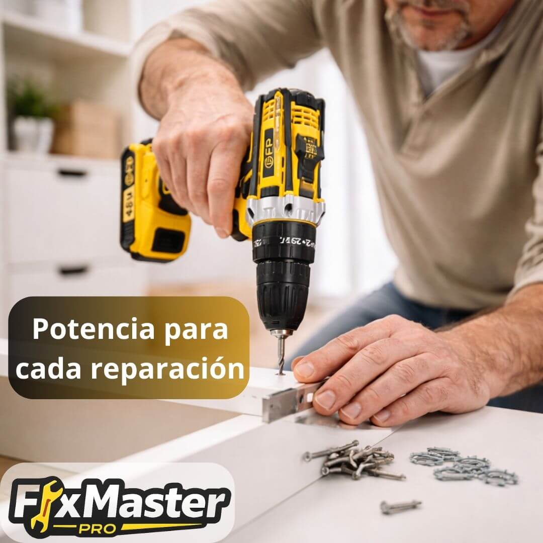 FixMaster Pro - Taladro inalámbrico con 2 baterías 21V- Haz tus propios arreglos en casa sin depender de técnicos
